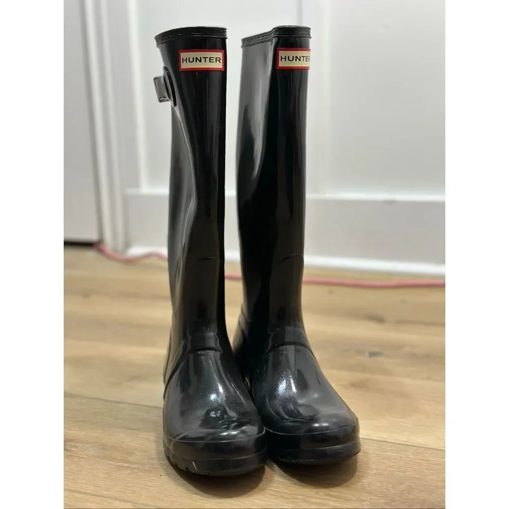 Hunter ‘Original Short' Gloss Black Rain Boot Women's 7US